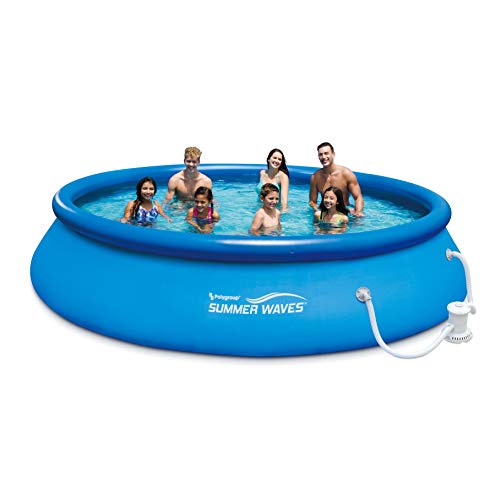 Funsicle 15' x 36" Quickset Round Inflatable Ring Top Outdoor Above Ground Round Swimming Pool Set with Pump and Type D Cartridge Filter
