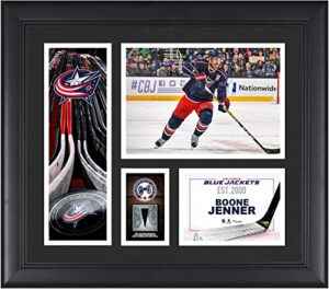 boone jenner columbus blue jackets framed 15" x 17" player collage with a piece of game-used puck - nhl player plaques and collages