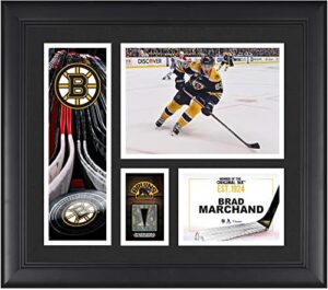 brad marchand boston bruins framed 15" x 17" player collage with a piece of game-used puck - nhl player plaques and collages
