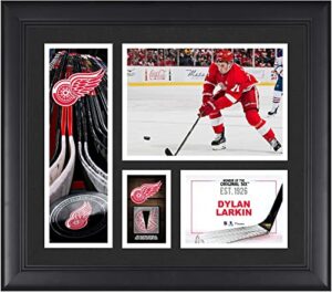 dylan larkin detroit red wings framed 15" x 17" player collage with a piece of game-used puck - nhl player plaques and collages