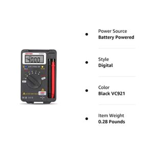 Digital Multimeter, Auto Ranging Pocket Digital Multimeter Digital Multi Tester - AC DC Voltage DC Current Resistance Diodes Capacitance Transistor Measuring Instrument (VC921)