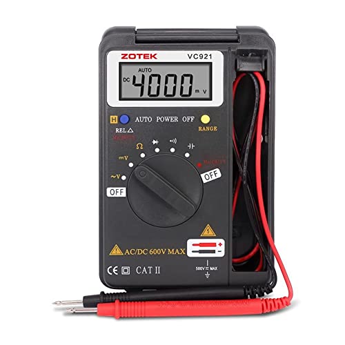 Digital Multimeter, Auto Ranging Pocket Digital Multimeter Digital Multi Tester - AC DC Voltage DC Current Resistance Diodes Capacitance Transistor Measuring Instrument (VC921)