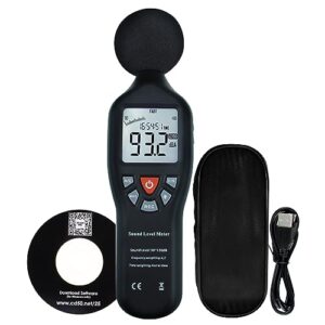 decibel meter, sound level meter cd software audio decibel noise measure tester 30 – 130 db audio noise measuring range with backlit lcd display, data record function