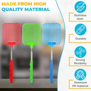 3Pcs Fly Swatters Indoor Mosquito Killer - Heavy Plastic Flies Killer Fly Swatter Manual Bugs Killer Tools Fly Swatter for Indoors - Telescopic Fly Swatter Heavy Duty Plastic Fly Swatter Multi-Pack