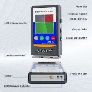 NEWTRY Electrostatic Field Meter Static Meter 0-20KV Electrostatic Meter Tester 0-200V Static Field Meter for Fiber Yarn Fabric Carpet Board Paper Rubber