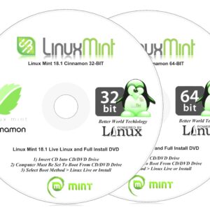 Linux Mint 18.1 Cinnamon Desktop - 32-Bit 64-Bit Support - 2 Disc DVD Set