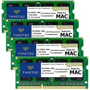 timetec 32gb kit(4x8gb) compatible for apple late 2015 imac (27-inch w/retina 5k display) ddr3l 1867mhz / 1866mhz pc3l-14900 2rx8 cl13 1.35v 204 pin sodimm memory module mac ram upgrade for imac 17,1