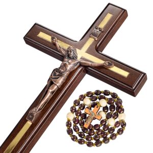 crucifix wall cross - handmade wood cross wall decor - catholic crucifix - 12 inch