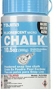 TAJIMA Micro Chalk - Fluorescent Blue 10.5 oz (300g) Ultra-Fine Snap-Line Chalk with Durable Bottle & Easy-Fill Nozzle - PLC2-FB300