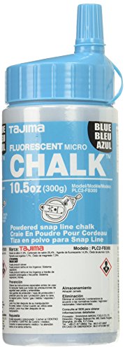 TAJIMA Micro Chalk - Fluorescent Blue 10.5 oz (300g) Ultra-Fine Snap-Line Chalk with Durable Bottle & Easy-Fill Nozzle - PLC2-FB300