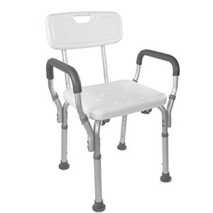 vaunn shower chair bath seat with padded arms, removable back and adjustable legs, bathtub safety and support weight up to 350 lbs