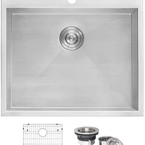 Ruvati Drop-in Topmount Laundry Utility Sink 25 x 22 x 12 inch Deep 16 Gauge Stainless Steel - RVU6010