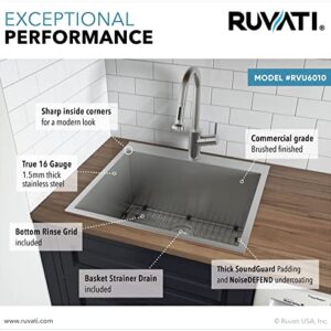 Ruvati Drop-in Topmount Laundry Utility Sink 25 x 22 x 12 inch Deep 16 Gauge Stainless Steel - RVU6010