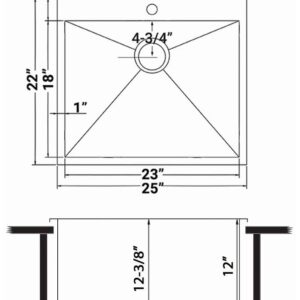 Ruvati Drop-in Topmount Laundry Utility Sink 25 x 22 x 12 inch Deep 16 Gauge Stainless Steel - RVU6010