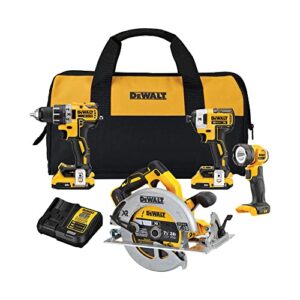 dewalt 20v max power tool combo kit, 4-tool cordless power tool set with 2 batteries and charger (dck483d2)