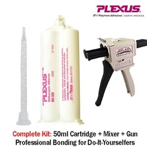 Plexus MA300 All Purpose High Strength 5-Minute MMA Adhesive 50ml/1.7oz Cartridge (30500) w/Dispenser