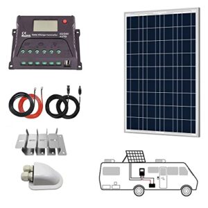 powereco 100w 12v solar poly panel rv kit with 20a pwm charge controller/mounting brackets/solar cables/cable entry housing(100w pwm20a)