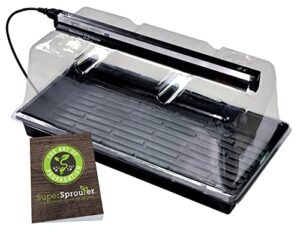 super sprouter deluxe propagation kit for starting seeds or cuttings, includes humidity dome, tray, grow light, and booklet