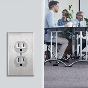 ENERLITES Duplex Receptacle Metal Wall Plate, Stainless Steel Switch Outlet Cover, Size 1-Gang 4.50" x 2.76", 7721-10PCS, 430, UL Listed, Silver (10 Pack), 10 Count