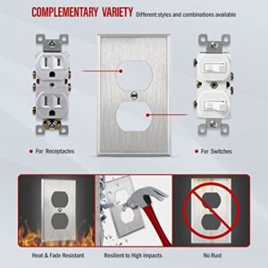 ENERLITES Duplex Receptacle Metal Wall Plate, Stainless Steel Switch Outlet Cover, Size 1-Gang 4.50" x 2.76", 7721-10PCS, 430, UL Listed, Silver (10 Pack), 10 Count