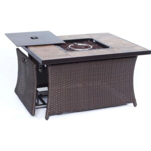 Hanover 40000 BTU Porcelain Stone Tile Square Fire Pit Table