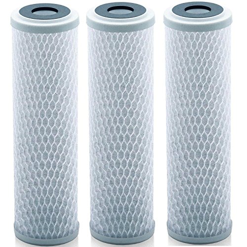 Lake Industries Universal 10 inch Carbon Block Water Filter Cartridge - Replacement CTO Water Purifier Filter, Activated Carbon (NSF 42 Certified) (3)