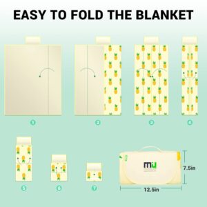 MIU COLOR Picnic Blankets, Extra Large 80"x 60" Outdoor Beach Blanket, Lightweight Handy Mat Tote for Spring Summer Camping, Beach, Park, Patio on Grass (A-Pineapple)