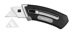 westcott e-84029 00 collapsible utility knife, ergonomic cutter with telescoping mechanism and automated blade retraction, black