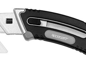 Westcott E-84029 00 Collapsible Utility Knife, Ergonomic Cutter with telescoping Mechanism and automated Blade retraction, Black