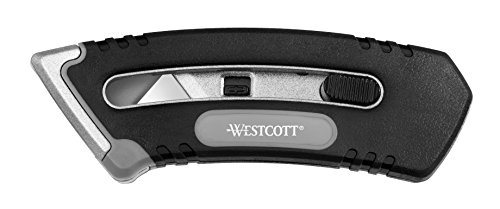 Westcott E-84029 00 Collapsible Utility Knife, Ergonomic Cutter with telescoping Mechanism and automated Blade retraction, Black