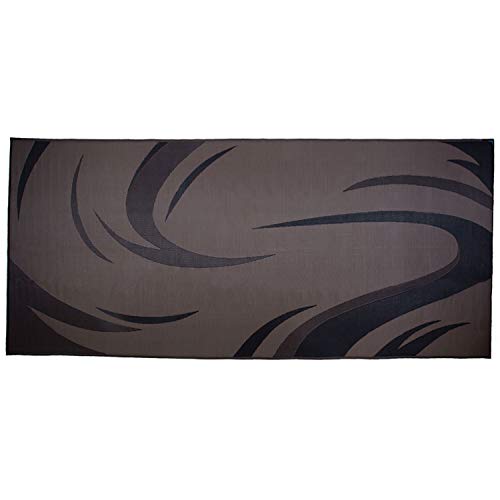 Stylish Camping SD8181 8-Feet x 18-Feet Graphic Swish Outdoor RV Reversible Patio Mat, Black/Brown