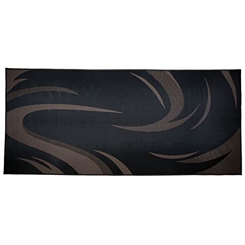 Stylish Camping SD8181 8-Feet x 18-Feet Graphic Swish Outdoor RV Reversible Patio Mat, Black/Brown