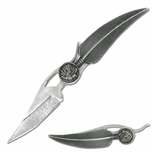 sairusplay 5” uniquely shaped indian feather pocket knife best for gifts