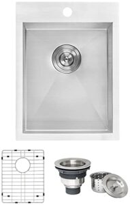 ruvati 15 x 20 inch drop-in topmount bar prep sink 16 gauge stainless steel single bowl - rvh8110