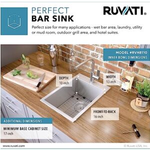 Ruvati 15 x 20 inch Drop-in Topmount Bar Prep Sink 16 Gauge Stainless Steel Single Bowl - RVH8110