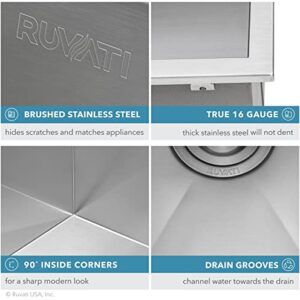 Ruvati 15 x 20 inch Drop-in Topmount Bar Prep Sink 16 Gauge Stainless Steel Single Bowl - RVH8110