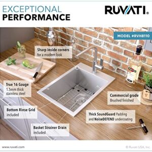 Ruvati 15 x 20 inch Drop-in Topmount Bar Prep Sink 16 Gauge Stainless Steel Single Bowl - RVH8110