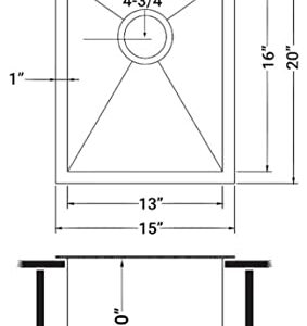 Ruvati 15 x 20 inch Drop-in Topmount Bar Prep Sink 16 Gauge Stainless Steel Single Bowl - RVH8110