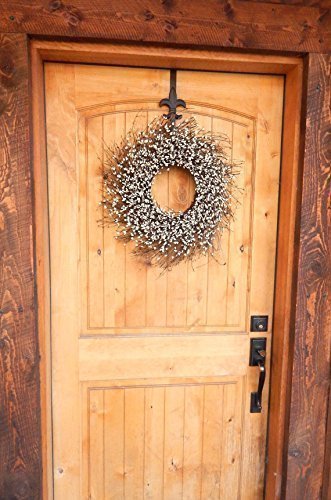 WildRidge Design, Year Round 21" White Berry Twig Wreath, Fall Farmhouse Home Decor, Bohemian Rustic Twig Wreath for Front Doors, Front Porch Holiday Decor, White Christmas Home Decor