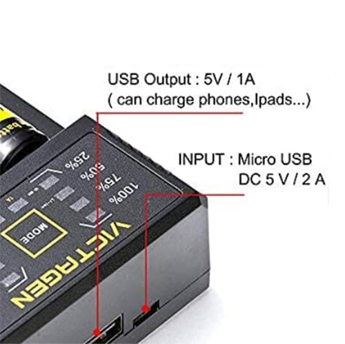 VICTAGEN Universal Smart Charger, Speedy 18650 Battery Charge for 3.7V Batteries 14500 Lithium ion 18490 18350 17670 17500 16340(RCR123), Ni-MH Ni-CD C IMR 10440 AA, AAA Rechargeable Battery