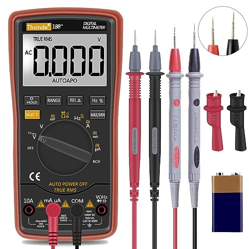 Auto Ranging Digital Multimeter TRMS 6000 with Battery Alligator Clips Test Leads AC/DC Voltage/Account,Voltage Alert, Amp/Ohm/Volt Multi Tester/Diode