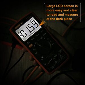 Auto Ranging Digital Multimeter TRMS 6000 with Battery Alligator Clips Test Leads AC/DC Voltage/Account,Voltage Alert, Amp/Ohm/Volt Multi Tester/Diode