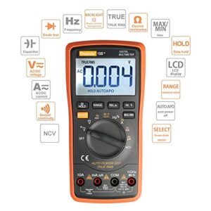 Auto Ranging Digital Multimeter TRMS 6000 with Battery Alligator Clips Test Leads AC/DC Voltage/Account,Voltage Alert, Amp/Ohm/Volt Multi Tester/Diode