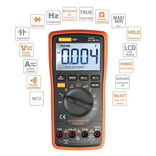 Auto Ranging Digital Multimeter TRMS 6000 with Battery Alligator Clips Test Leads AC/DC Voltage/Account,Voltage Alert, Amp/Ohm/Volt Multi Tester/Diode