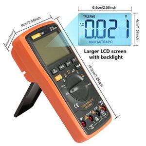 Auto Ranging Digital Multimeter TRMS 6000 with Battery Alligator Clips Test Leads AC/DC Voltage/Account,Voltage Alert, Amp/Ohm/Volt Multi Tester/Diode