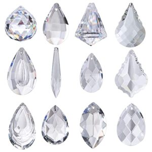 h&d pack of 12 clear crystal chandelier lamp lighting drops pendants balls prisms hanging glass prisms parts suncatcher home/house decor