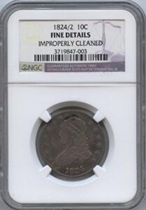 1824 p /2 bust silver quarter fine detials ngc #3719847-003
