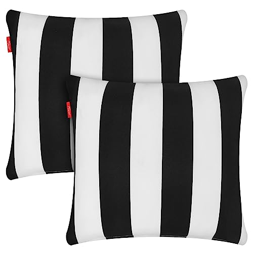 Pcinfuns Outdoor Pillow Covers,Patio Garden Decorative Pillow Cover Only,Fade-Resistant Pillow Cases 18x18 Inch for Home Balcony and Garden,Black White,Pack of 2