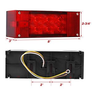 CZC AUTO 12V LED Low Profile Submersible Rectangular Trailer Light Kit Tail Stop Turn Running Lights for Boat Trailer Truck Marine