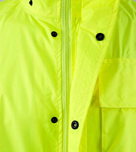 New York Hi-Viz Workwear RK Safety Class 3 Rain suit, Jacket, Pants High Visibility Reflective Black Bottom RW-CLA3-LM11 (Extra Large, Lime)